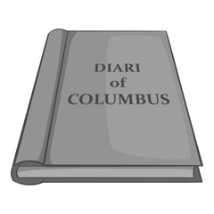 Diary of Columbus icon in black monochrome style isolated on white background. History symbol vector illustration