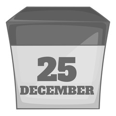 Calendar december twenty five icon in black monochrome style isolated on white background. Date symbol vector illustration