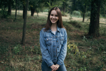 portrait of a beautiful girl closeup on street 