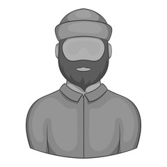 Lumberjack icon in black monochrome style isolated on white background. Employee symbol vector illustration