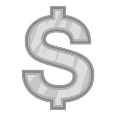 Sign of money dollar icon in black monochrome style isolated on white background. Currency symbol vector illustration