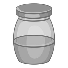 Little honey in jar icon in black monochrome style isolated on white background. Food symbol vector illustration