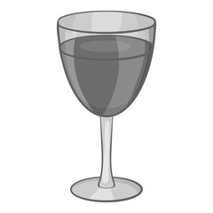 Glass of wine icon in black monochrome style isolated on white background. Drink symbol vector illustration