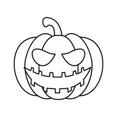 Pumpkin lantern icon in outline style isolated on white background. Halloween symbol vector illustration