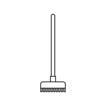 Broom icon in outline style isolated on white background. Cleaning symbol vector illustration
