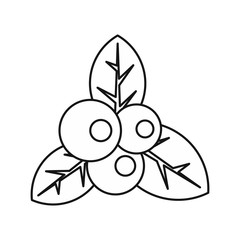 Currant and leaves icon in outline style isolated on white background. Berry symbol vector illustration