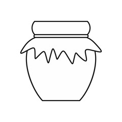 Jar of fresh honey icon in outline style isolated on white background. Food symbol vector illustration