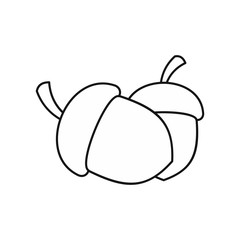 Two acorn icon in outline style isolated on white background. Plant symbol vector illustration
