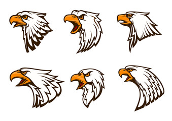 Fototapeta premium Bald Eagle vector emblems set