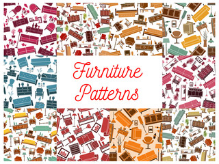 Furniture interior elements seamless pattern