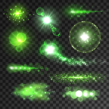 Neon green glitter bokeh lights and sparkles