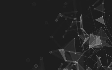 Abstract polygonal space low poly dark background, 3d rendering