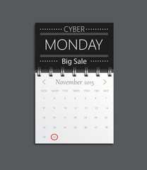 detailed beautiful calendar icon. cyber monday