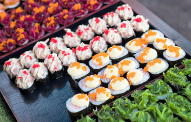 Colorful candy sushi.