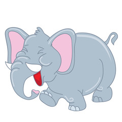 Laughing elephant vector cartoon illustration