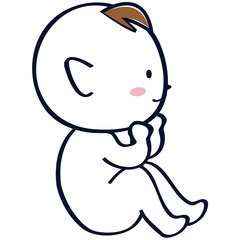 赤ちゃん　はだか　横向き　ほほ笑む