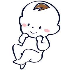 赤ちゃん　はだか　ほほ笑む