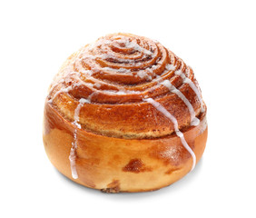 Sweet tasty bun isolated on white