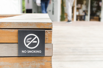 No smoking signage on wooden background in public