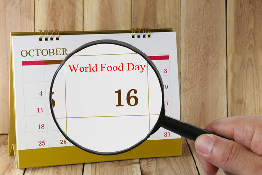 Calendar you can look World Food Day on 16 October,concept of a