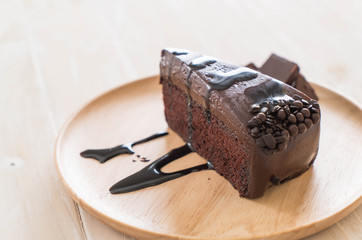 chocolate cake on wood