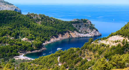 Fototapeta na wymiar Panoramic view of the bay of Cala Tuent. Majorca. Balearic Islands. Spain