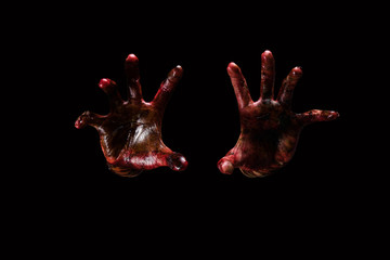 Halloween theme:Bloody hands , black background, zombie, demon, kille