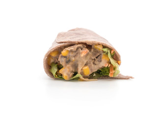 wrap salad roll with tuna corn salad