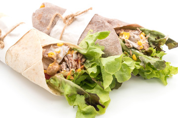 wrap salad roll with tuna corn salad