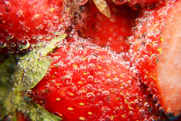 strawberry fresh in soda water