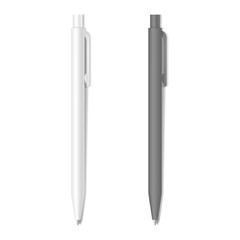 Set of realistic black and white pens mockup
