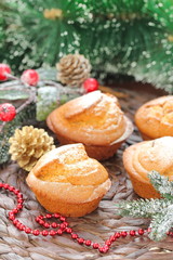 Christmas muffins covered powdered sugar
