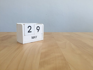 May 29th.May 29 white wooden calendar on vintage wood abstract b
