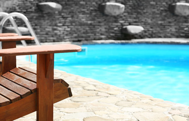 Swimming pool in summer yard