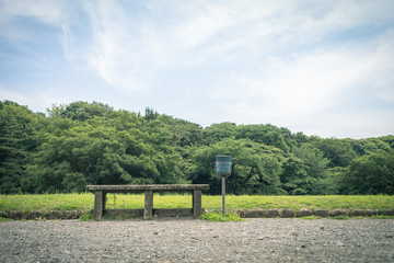 Scenery with the bench / Rest station of the park