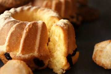 Tasty fresh muffin, close up