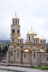 Fototapeta na wymiar orthodox tserk with gilded domes, Bosnia and Herzegovina