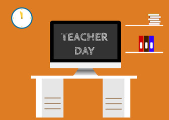 Screen with Inscription Happy teacher day