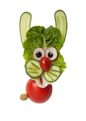 Funny hare made of vegetables on isolated background © serg78