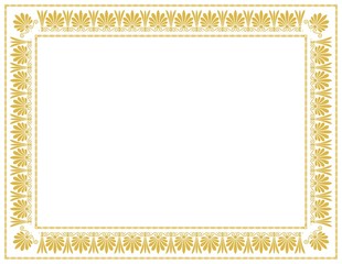 Cadre déco grec, palmettes Gold fond blanc 