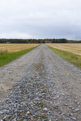 Naklejka premium Gravel road to far away in the country side.