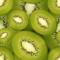 Slices of bright juicy kiwi, seamless pattern