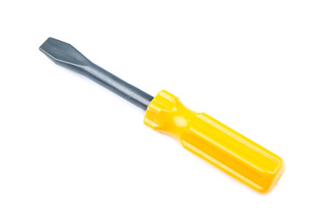 Children's toy tool plastic color screwdriver isolated on white