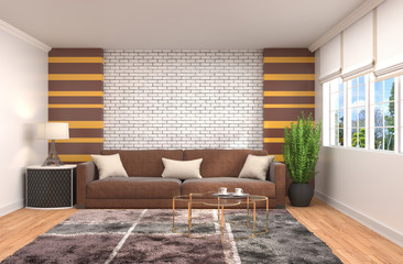 Fototapeta na wymiar interior with sofa. 3d illustration