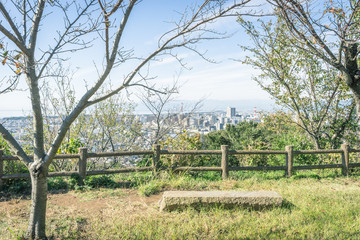 Fototapeta premium Scenery with the bench / View from Mt. Kanuki