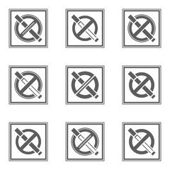 Set of abstract icon of the warning of a smoking ban. No smoking icon.