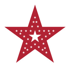 Fototapeta premium American star sign. Blue and red icon, isolated on white background. Patriotic object. Vintage graphics. National design element. Symbol of 4th july, patriotism, democracy. Vector illustration