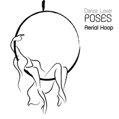 Aerial hoop line art present beautiful strong and flexible dance and fitness. © ammij