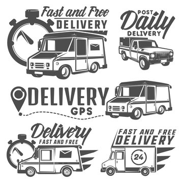 Set of post truck for emblems and logo design.
