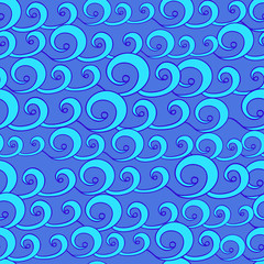 blue waves of the sea seamless pattern for children